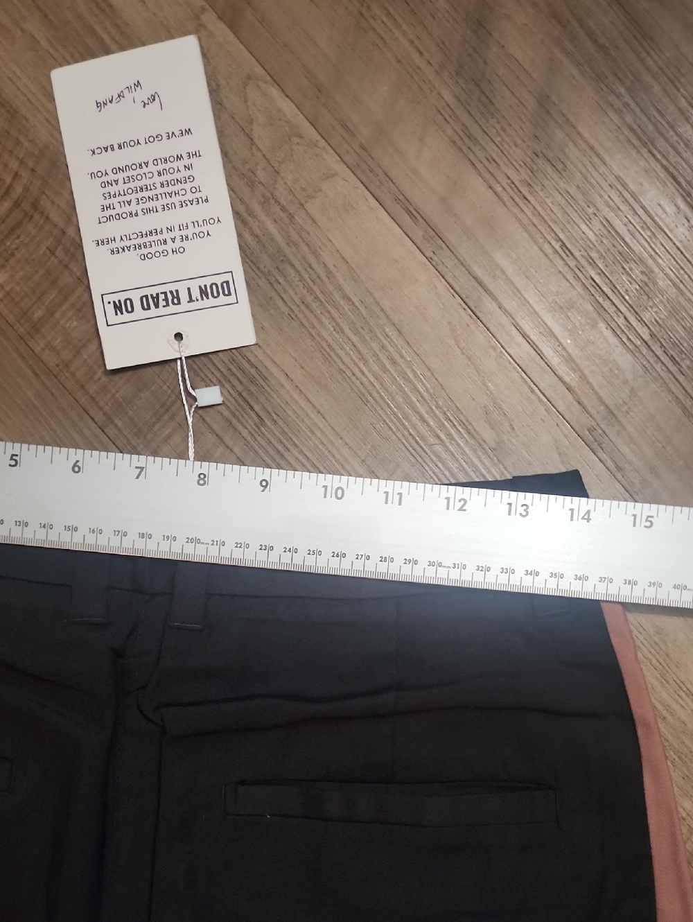 WILDFANG Empower Wide Leg Trouser Pants Black Pink Side Stripe Career Chic - Picture 4 of 5